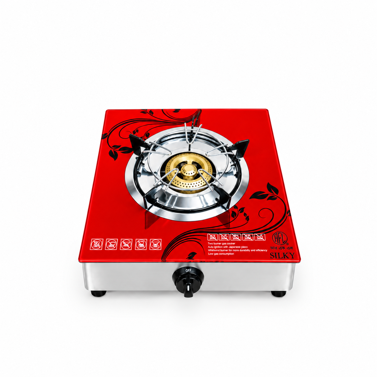 RFL Single Glass Gas Stove Silky Cylinder Gas