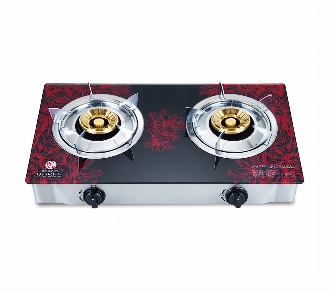 RFL Glass Double Gas Stove Rosee (Cylinder Gas)